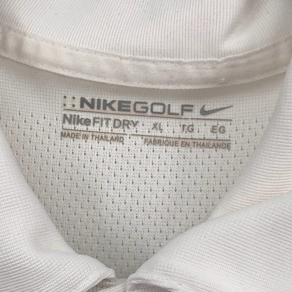 Nike Golf Fit Dry Polo Shirt Collared Short Sleeve 1/4 Buttoned White Orange XL - Picture 7 of 9